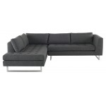 Janis Dark Grey Tweed Fabric Sectional Sofa, HGSC266