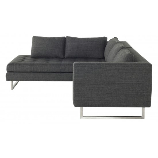 Janis Dark Grey Tweed Fabric Sectional Sofa, HGSC266