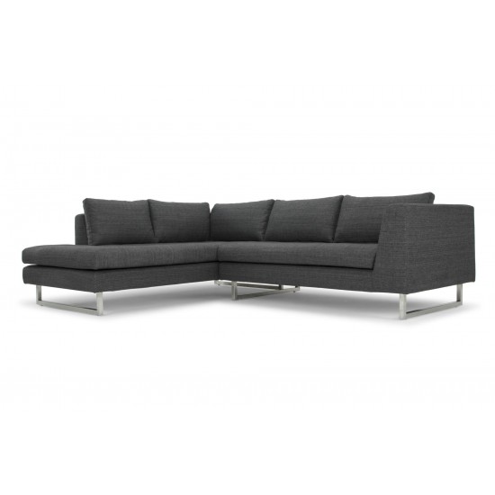 Janis Dark Grey Tweed Fabric Sectional Sofa, HGSC266