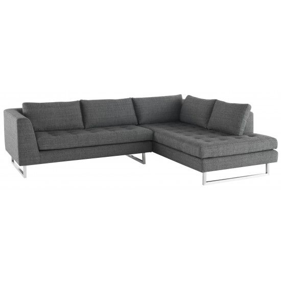 Janis Dark Grey Tweed Fabric Sectional Sofa, HGSC267