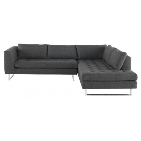 Janis Dark Grey Tweed Fabric Sectional Sofa, HGSC267