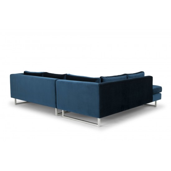 Janis Midnight Blue Fabric Sectional Sofa, HGSC272