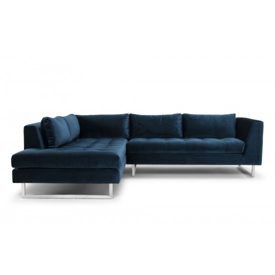 Janis Midnight Blue Fabric Sectional Sofa, HGSC272