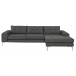 Colyn Dark Grey Tweed Fabric Sectional Sofa, HGSC350