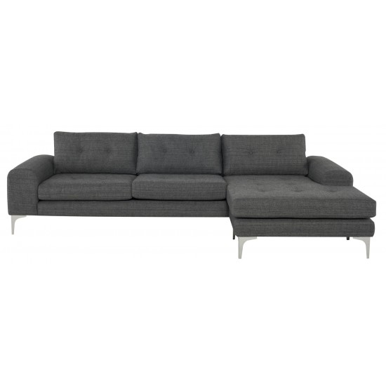 Colyn Dark Grey Tweed Fabric Sectional Sofa, HGSC350