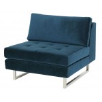 Janis Midnight Blue Fabric Armless Sofa Seat, HGSC361