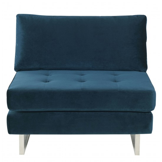 Janis Midnight Blue Fabric Armless Sofa Seat, HGSC361