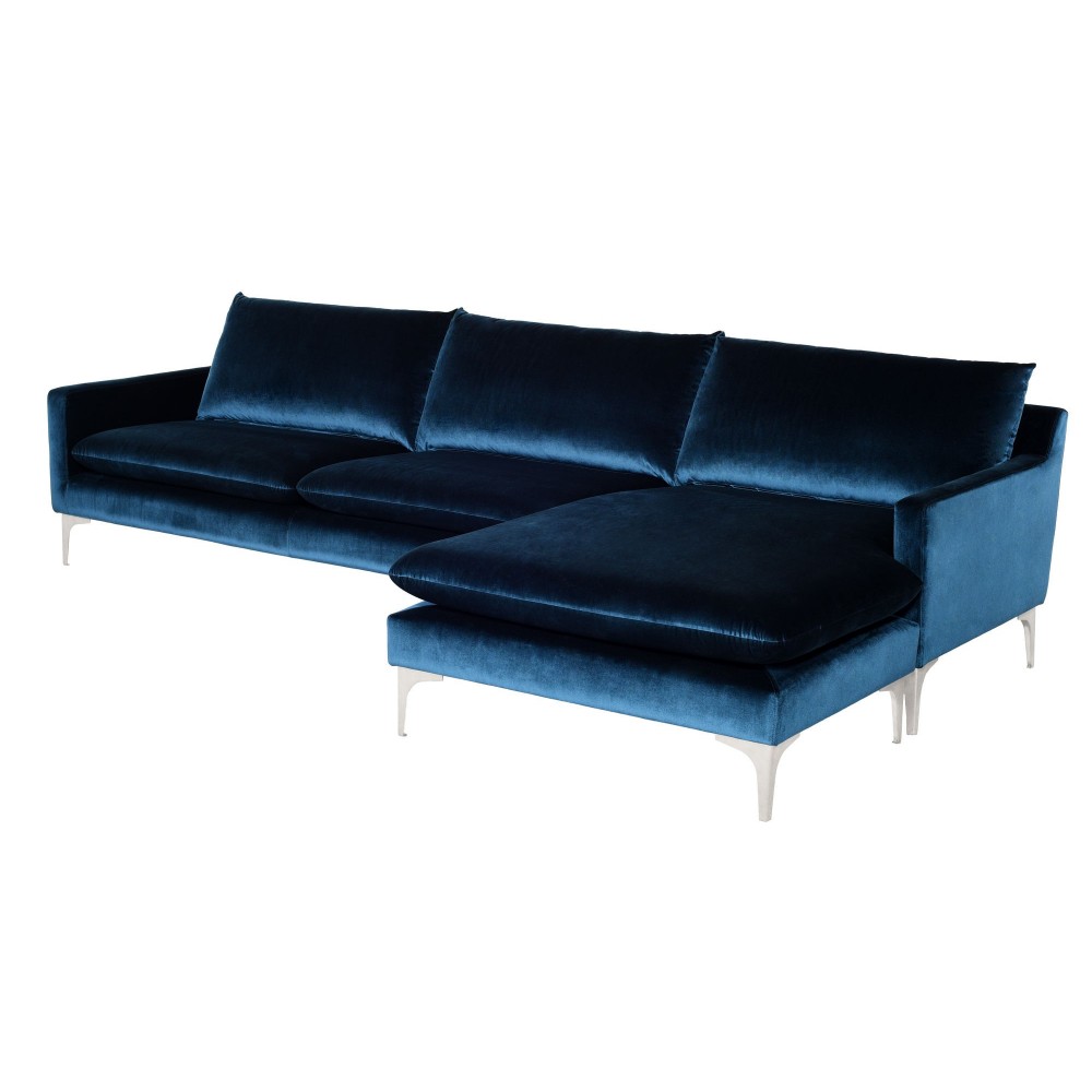 Anders Midnight Blue Fabric Sectional Sofa, HGSC375