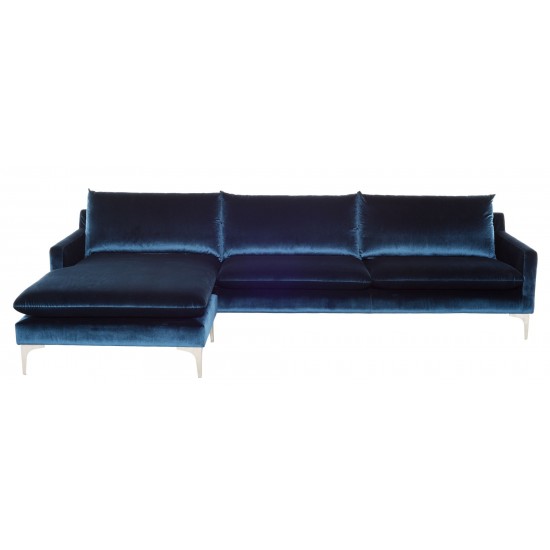 Anders Midnight Blue Fabric Sectional Sofa, HGSC375