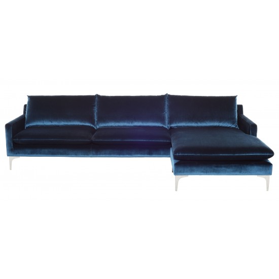 Anders Midnight Blue Fabric Sectional Sofa, HGSC375