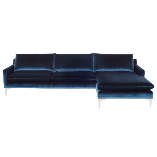 Anders Midnight Blue Fabric Sectional Sofa, HGSC375