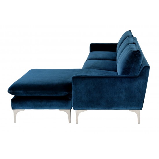Anders Midnight Blue Fabric Sectional Sofa, HGSC375