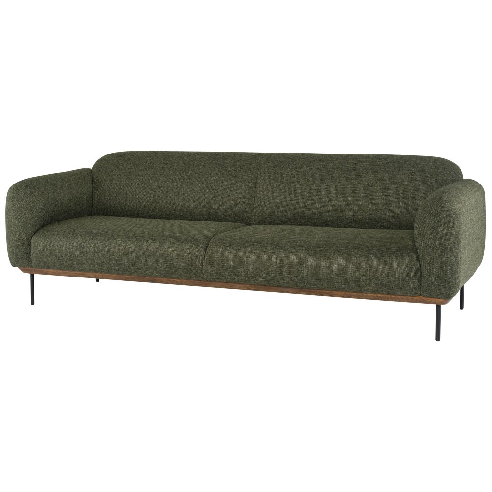 Benson Hunter Green Tweed Fabric Triple Seat Sofa