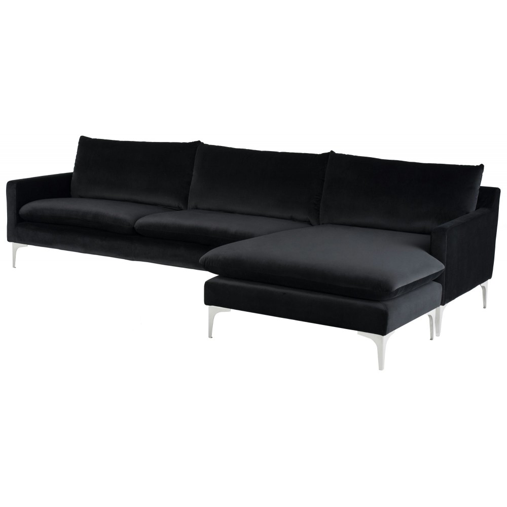 Anders Black Fabric Sectional Sofa, HGSC453