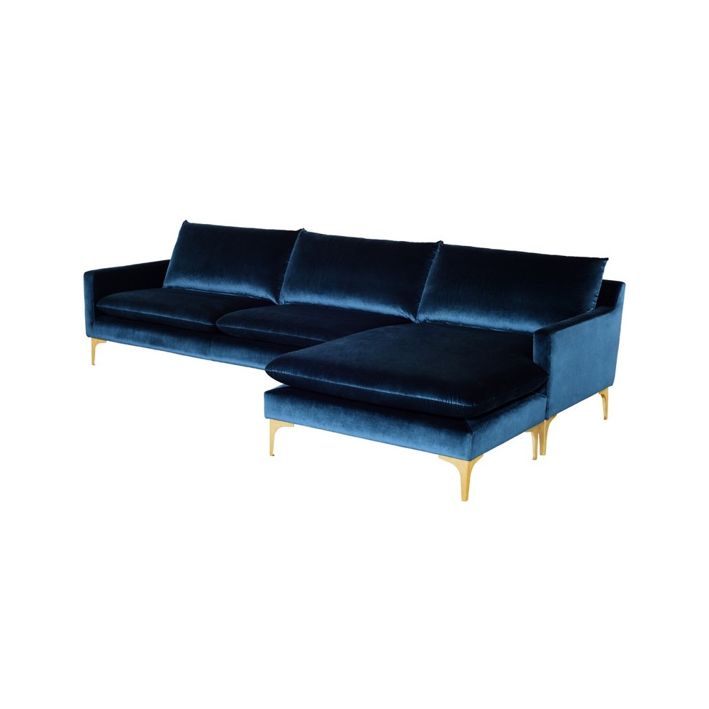 Anders Midnight Blue Fabric Sectional Sofa, HGSC485