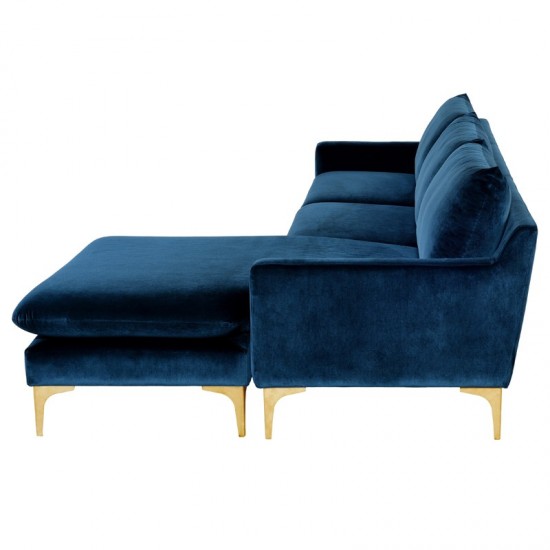 Anders Midnight Blue Fabric Sectional Sofa, HGSC485