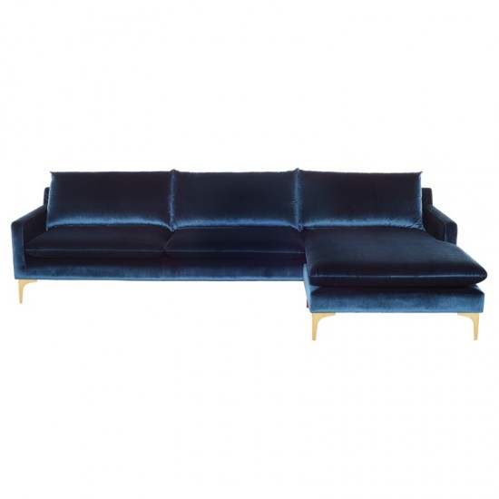 Anders Midnight Blue Fabric Sectional Sofa, HGSC485