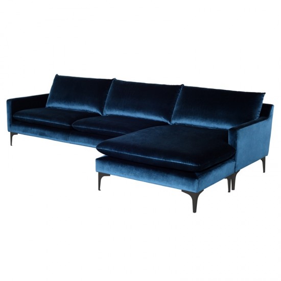 Anders Midnight Blue Fabric Sectional Sofa, HGSC489