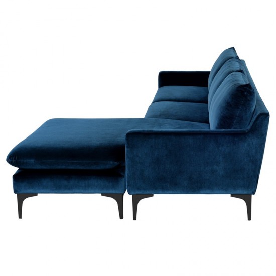 Anders Midnight Blue Fabric Sectional Sofa, HGSC489