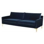 Anders Midnight Blue Fabric Triple Seat Sofa, HGSC493