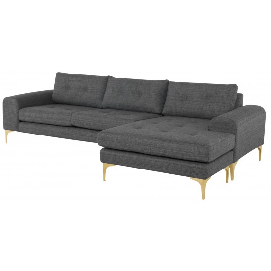 Colyn Dark Grey Tweed Fabric Sectional Sofa, HGSC509