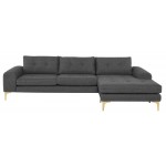 Colyn Dark Grey Tweed Fabric Sectional Sofa, HGSC509