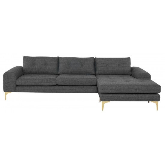Colyn Dark Grey Tweed Fabric Sectional Sofa, HGSC509
