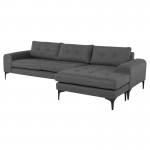 Colyn Dark Grey Tweed Fabric Sectional Sofa, HGSC514