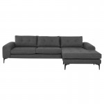 Colyn Dark Grey Tweed Fabric Sectional Sofa, HGSC514