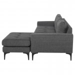 Colyn Dark Grey Tweed Fabric Sectional Sofa, HGSC514