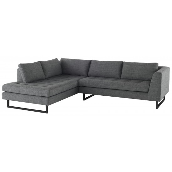 Janis Dark Grey Tweed Fabric Sectional Sofa, HGSC524