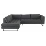 Janis Dark Grey Tweed Fabric Sectional Sofa, HGSC524