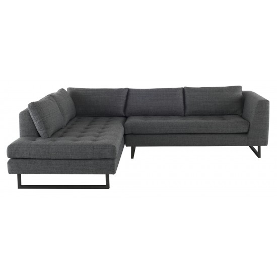 Janis Dark Grey Tweed Fabric Sectional Sofa, HGSC524