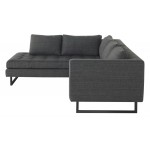 Janis Dark Grey Tweed Fabric Sectional Sofa, HGSC524