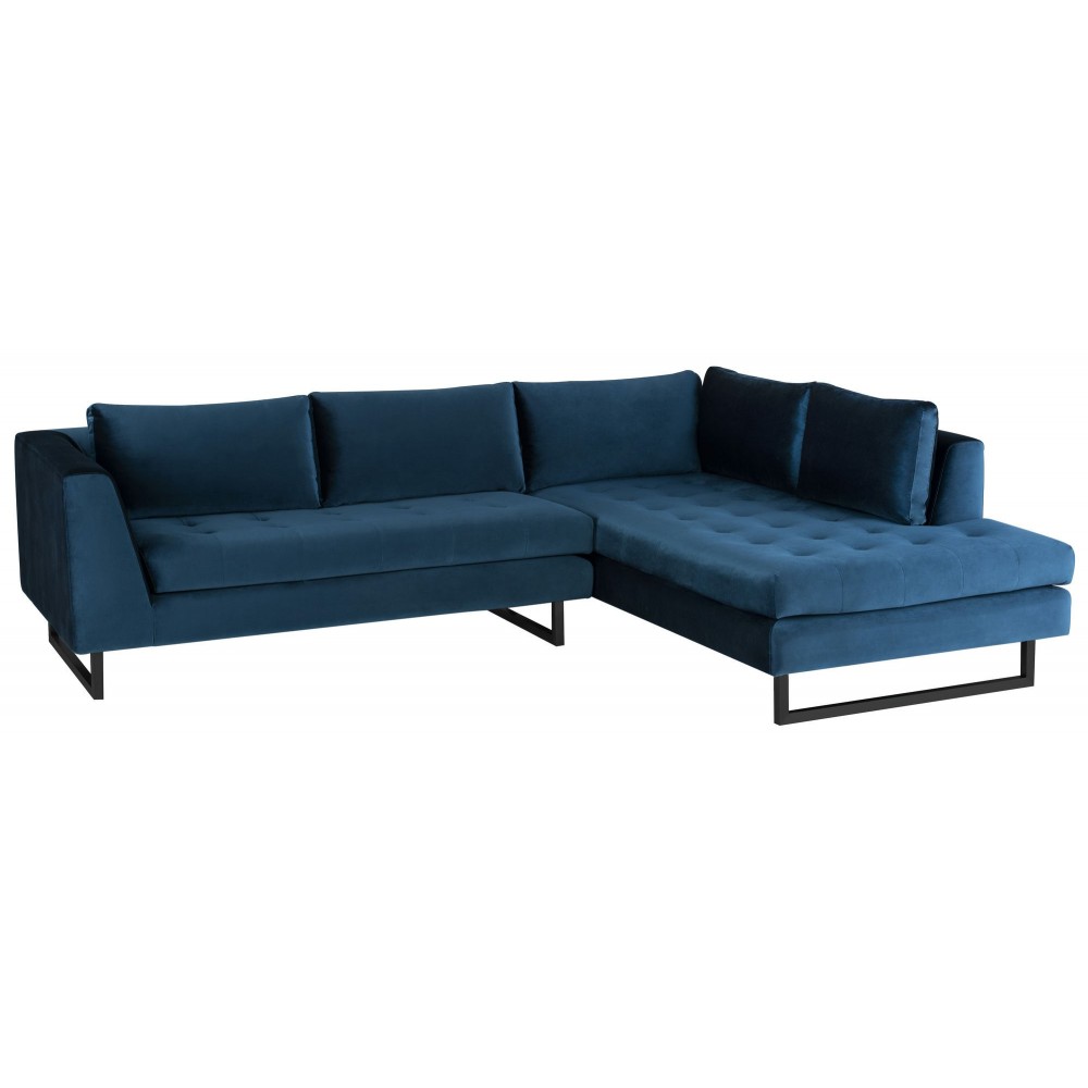 Janis Midnight Blue Fabric Sectional Sofa, HGSC532