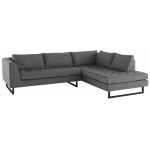 Janis Dark Grey Tweed Fabric Sectional Sofa, HGSC534