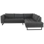 Janis Dark Grey Tweed Fabric Sectional Sofa, HGSC534