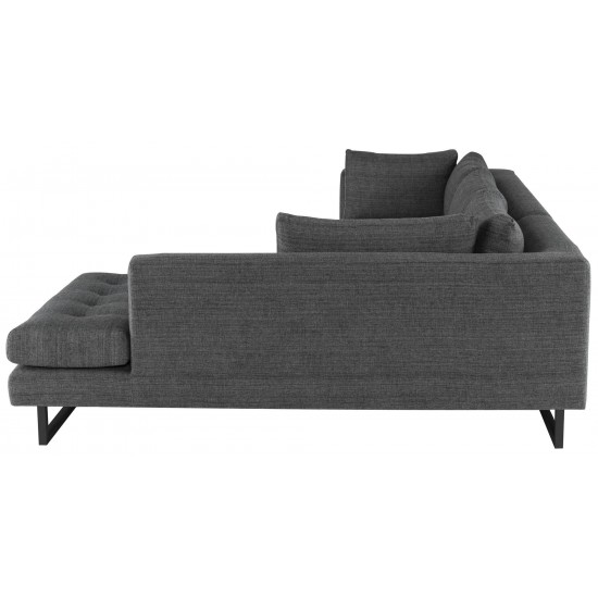 Janis Dark Grey Tweed Fabric Sectional Sofa, HGSC534