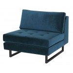 Janis Midnight Blue Fabric Armless Sofa Seat, HGSC542