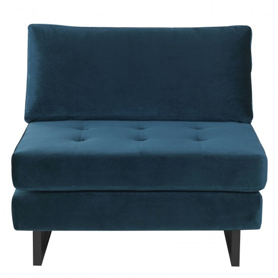 Janis Midnight Blue Fabric Armless Sofa Seat, HGSC542