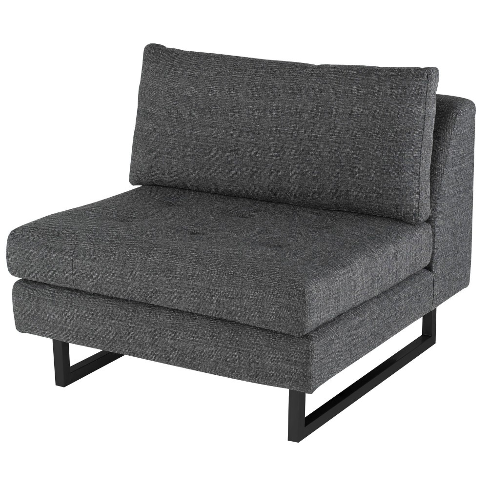 Janis Dark Grey Tweed Fabric Armless Sofa Seat, HGSC544