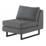 Janis Dark Grey Tweed Fabric Armless Sofa Seat, HGSC554