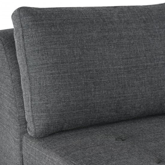 Janis Dark Grey Tweed Fabric Armless Sofa Seat, HGSC554