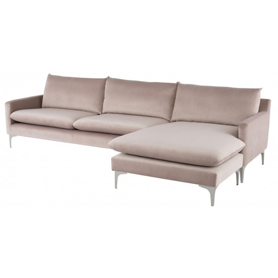 Anders Blush Fabric Sectional Sofa, HGSC573