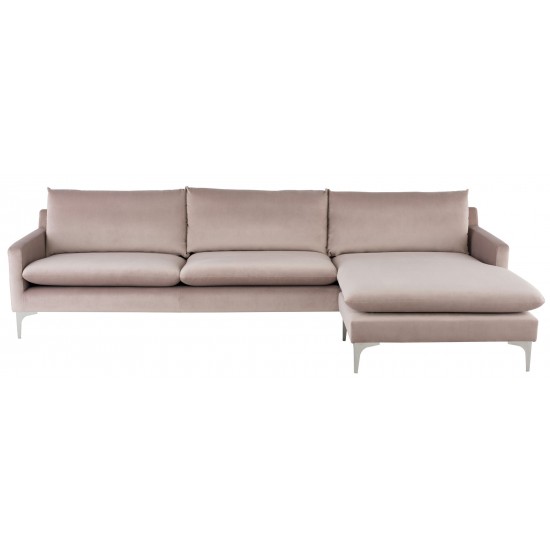 Anders Blush Fabric Sectional Sofa, HGSC573