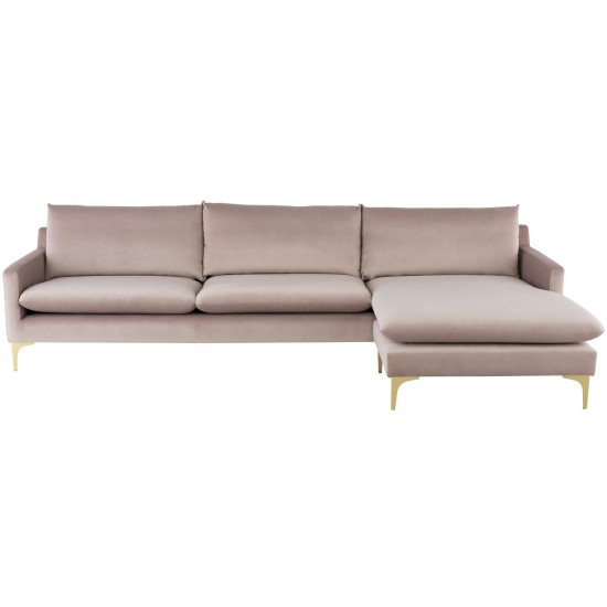 Anders Blush Fabric Sectional Sofa, HGSC574