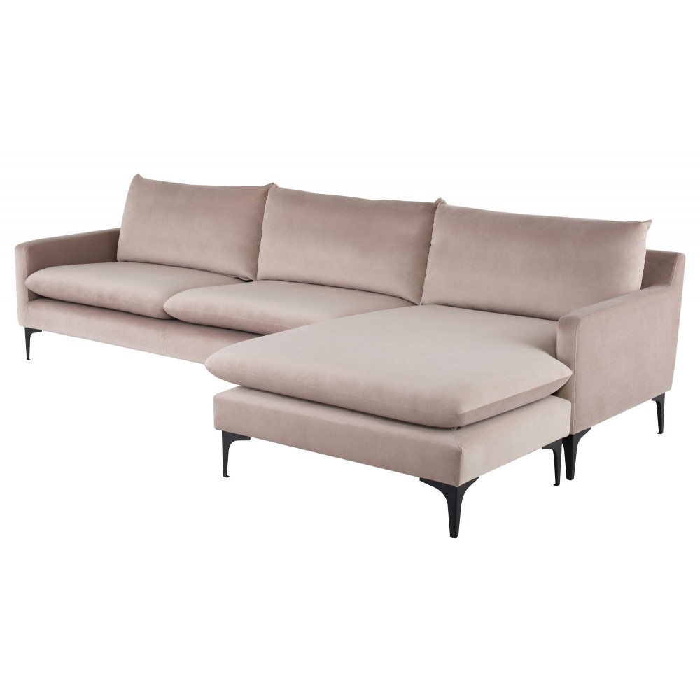 Anders Blush Fabric Sectional Sofa, HGSC575