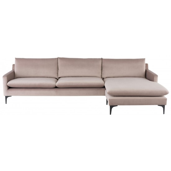 Anders Blush Fabric Sectional Sofa, HGSC575