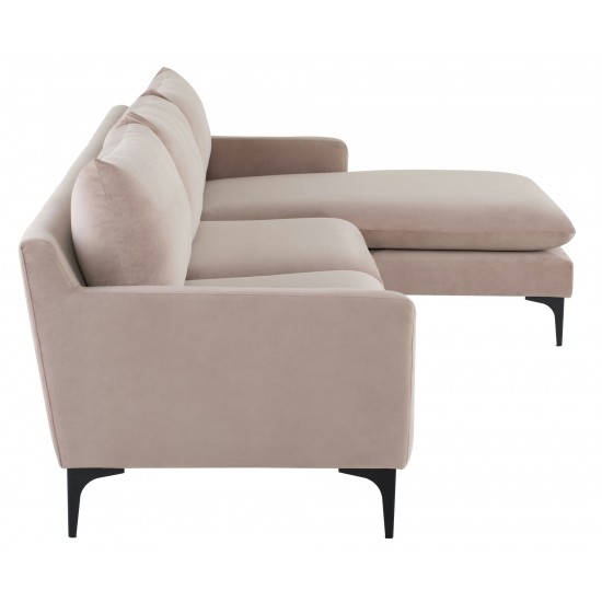 Anders Blush Fabric Sectional Sofa, HGSC575