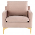 Anders Blush Fabric Single Seat Sofa, HGSC580